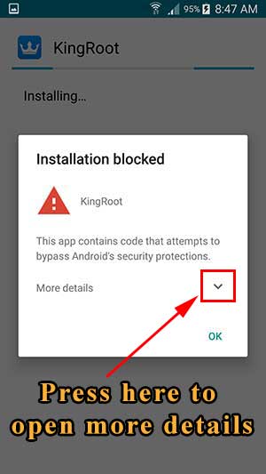 Kingroot installation blocked