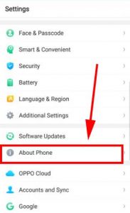 Oppo About Phone