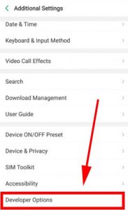 Oppo Developer Options